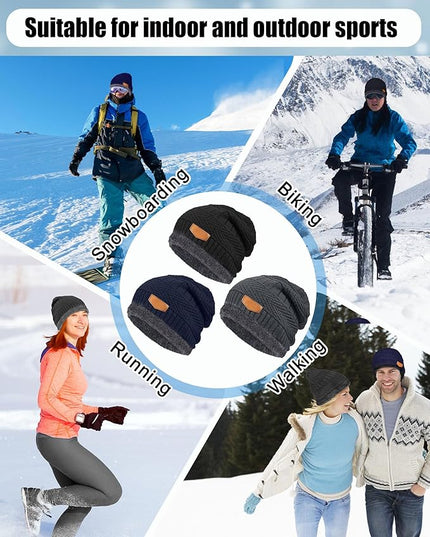 Geyoga 72 Pieces Winter Knit Beanie Hats Bulk for Homeless Fleece Lined Beanie Warm Beanie Cap Winter Knit
