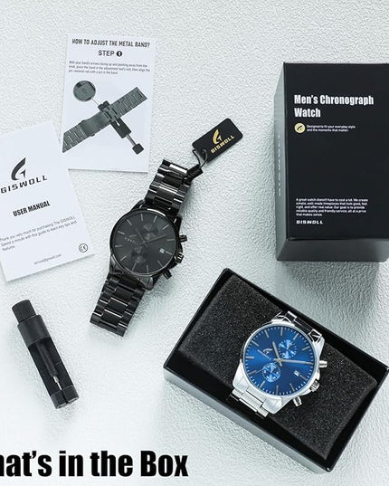 Stylish Stainless Steel Chronograph Watches for Men with a Hefty, Solid-Build Feel — Waterproof Quartz Mens Watches with Auto Date & Second Subdials, Valentines Day Gifts for Him, Boyfriend, Husband, Dad