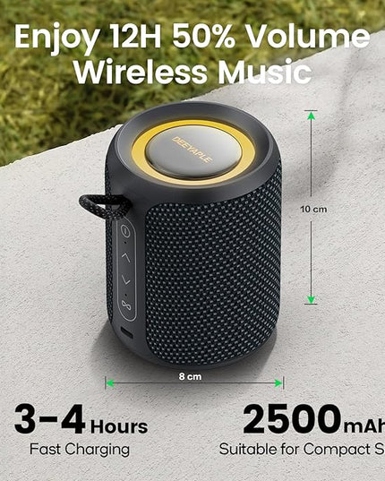 Bluetooth Speaker Wireless,IP67 Waterproof & Dustproof Portable Speaker with Lights,15W Loud Stereo Sound, 2500mAh Battery All Day Playtime, TWS Pairing, BT5.3, Home/Party/Outdoor/Beach (Blue Black)