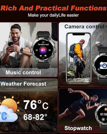 Smart Watch for Men Fitness Tracker: Bluetooth Waterproof Make Answer Call Digital Mens Watches Running Smartwatch for Android Phones iPhone Samsung Compatible Step Pedometer Sleep Heart Rate Monitor