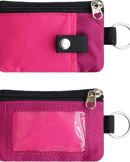 Minimalist RFID Blocking Small Wallet with ID Window,WaterResistant Zip Id Case Wallet with Lanyard Keychain for Cards,Cash,Travel,Women,Men