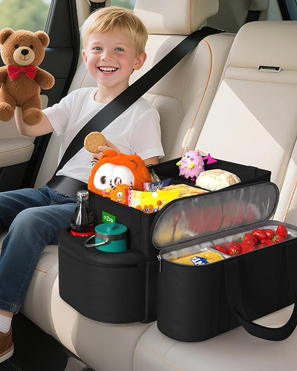 Large Car Seat Organizer with Removable Cooler Bag for the Front or Back Seat for Kids and Adults.Versatile for Use in Multiple Scenarios.