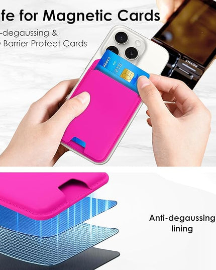 CreaDream Wallet for Magsafe, Magnetic Card Holder with RFID for iPhone 17/16/15/14/13/12 Series, Adjustable Phone Stand with 5 Card Holder, Hot Pink