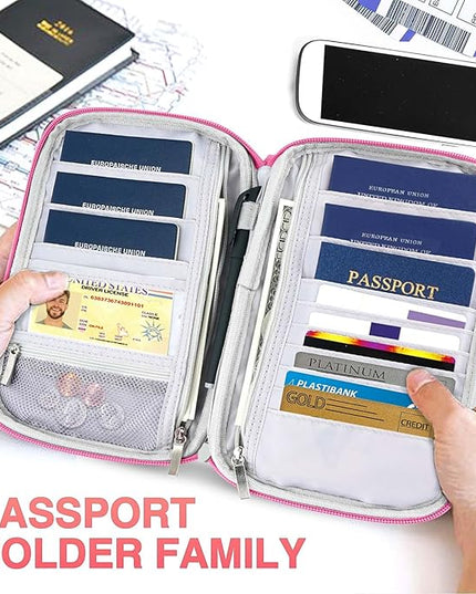 Passport Holder Family, Women Rfid Blocking Passport Wallet, Travel Essentials Premium Wallets, Waterproof Passport Holders Bag for Men Traveling, Travel Document Organizer Credit Cards Case