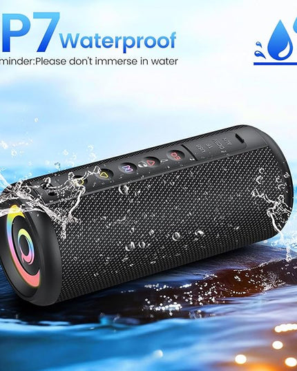 Portable Bluetooth Speaker, 2026 Bluetooth 5.4 Wireless Speaker with 20W HD Loud Stereo Sound, 20H Playtime, LED Lights, IP7, TWS Pairing, Built-in Mic, for Outdoor, Home, Beach, Party, Gift