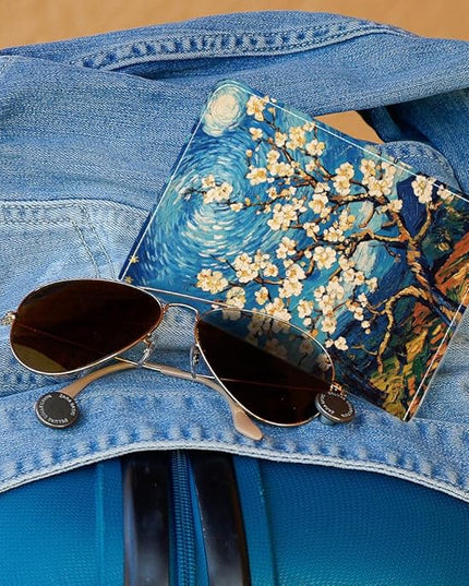 PU Leather Passport Holder Cover 5.9×4.3 Inch with Credit Card Slot and Boarding Pass Slot Combo Blocking Passport Holder Wallet Cover Case for Travel Boarding Essentials (Blossom)