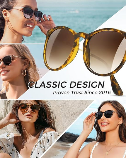 SUNGAIT Premium Vintage Round Sunglasses for Women Men Classic Retro Trendy Style