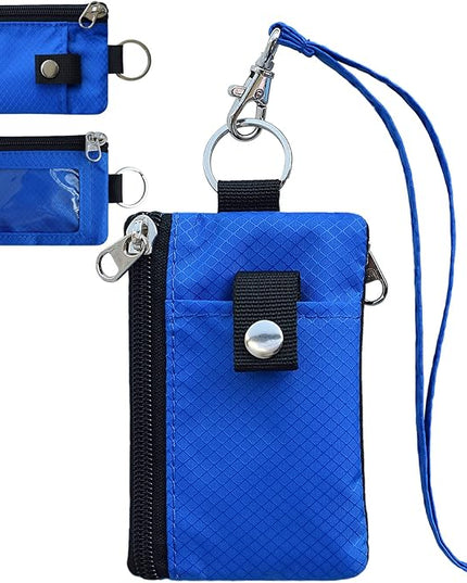 Minimalist RFID Blocking Small Wallet with ID Window,WaterResistant Zip Id Case Wallet with Lanyard Keychain for Cards,Cash,Travel,Women,Men