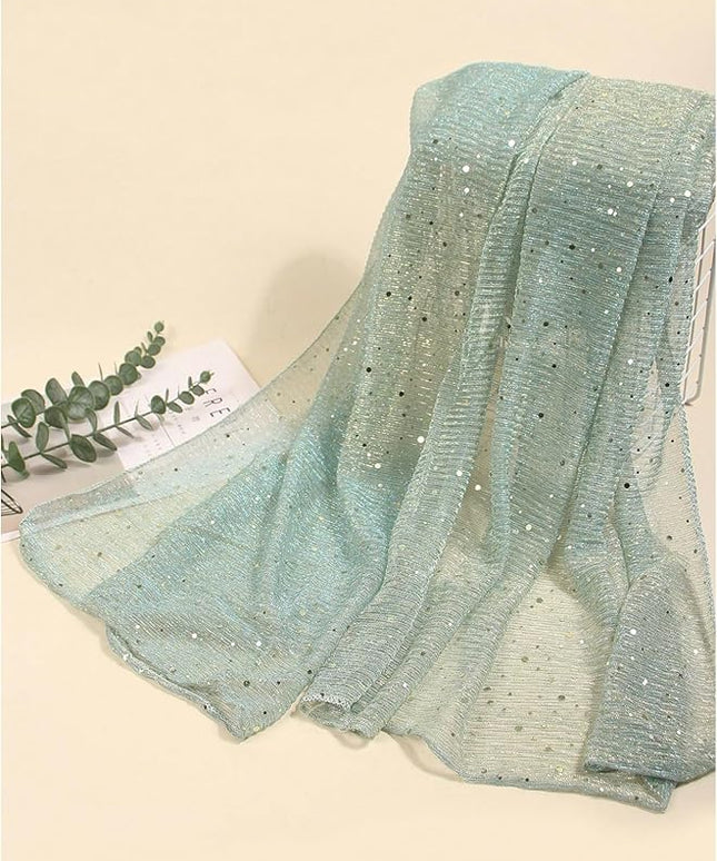Floerns Women's Sequin Bandana Square Scarf Silk Scarves Mesh Shawl and Wrap for Evening Dresses