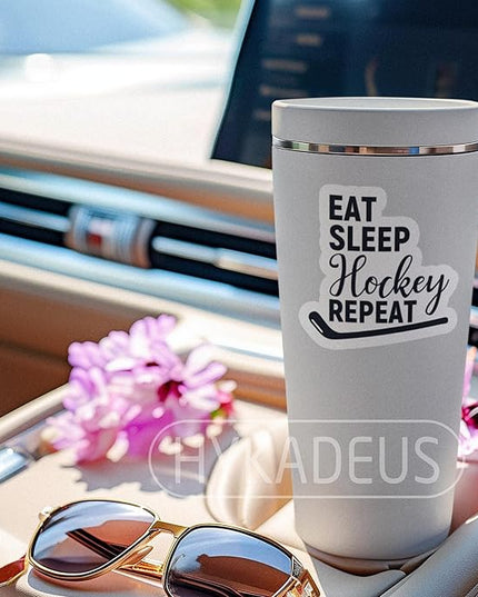 (3Pcs) Hockey Stickers Eat Sleep Hockey Repeat Vinyl Decals Waterproof Sticker for Water Bottles Scapbooks Laptop Phones Tumblers, Size 3 x 3 Inch