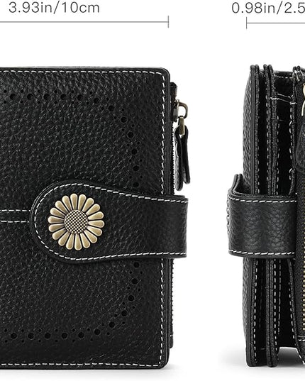 SENDEFN Small Womens Wallet Leather Bifold Card Holder RFID Blocking with Zipper Coin Pocket