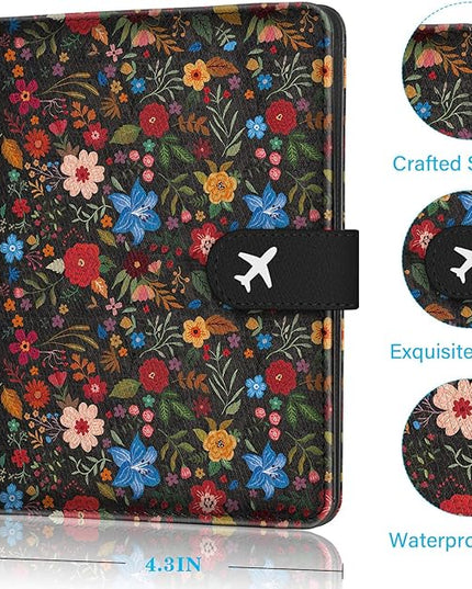 Passport Holder for Trave, RFID Blocking Leather Passport Cover, Combo with Credit Card Slot and Boarding Pass Slot Combo for Women Men