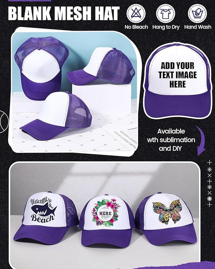 10 Pcs Sublimation Blank Trucker Hats Bulk Mesh Baseball Cap Polyester Mesh Trucker Hat for Men and Women