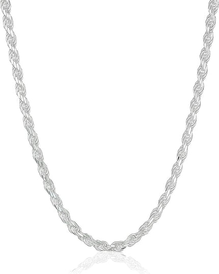 Amazon Essentials Sterling Silver Diamond Cut 14 Inches Rope Chain Necklace