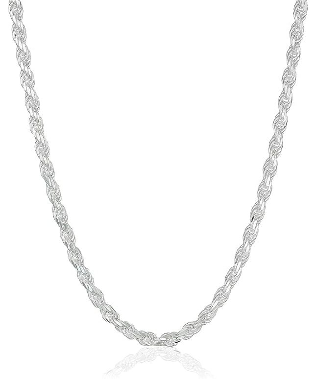 Amazon Essentials Sterling Silver Diamond Cut 14 Inches Rope Chain Necklace