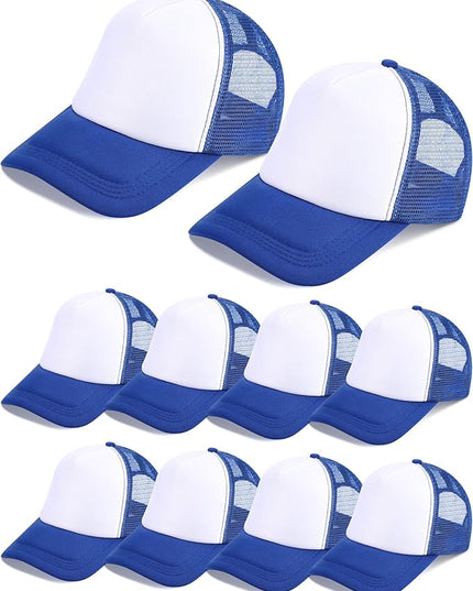 10 Pcs Sublimation Blank Trucker Hats Bulk Mesh Baseball Cap Polyester Mesh Trucker Hat for Men and Women
