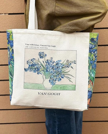 BROADREAM Aesthetic Canvas Tote Bag for Women, Vintage Reusable Book Tote Bag with Inner Zipper Pocket