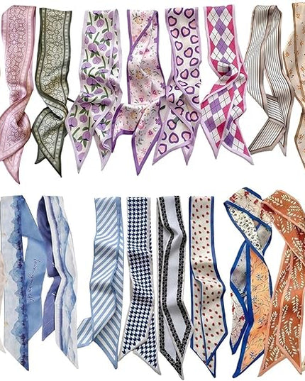 24PCS Fashion Scarves for Women Multifunctional Neck Scarves Purse Scarf Headbands for Bags Hair Accessories