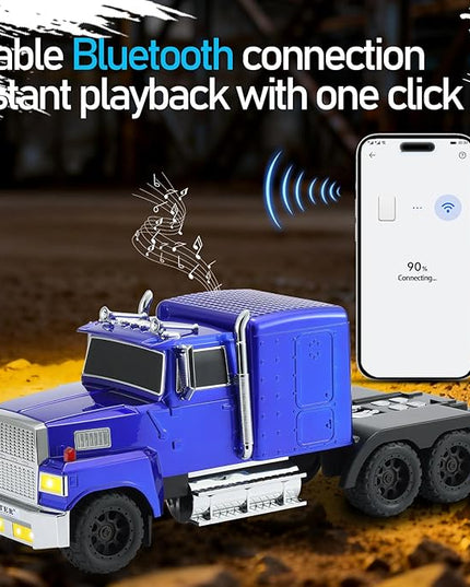 American Truck Bluetooth Speaker with HD Sound, TWS Pairing, LED Party Light, Operation Panel, Built-in Mic, Portable Car Model Speaker for Parties, Beach, Outdoor Activities (Blue)