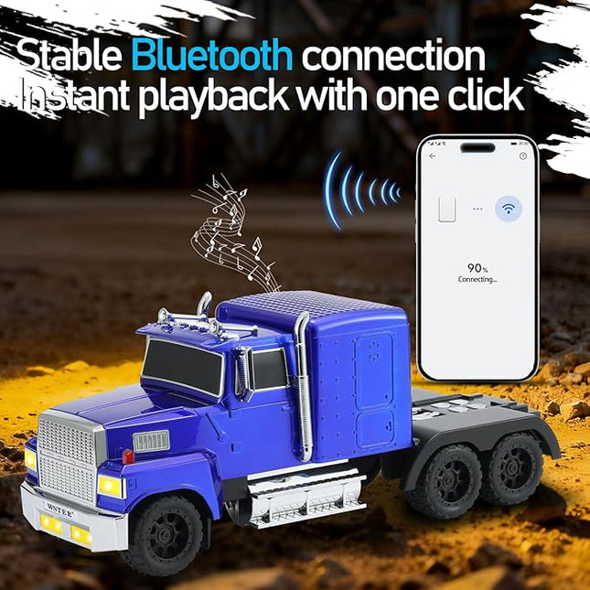 American Truck Bluetooth Speaker with HD Sound, TWS Pairing, LED Party Light, Operation Panel, Built-in Mic, Portable Car Model Speaker for Parties, Beach, Outdoor Activities (Blue)