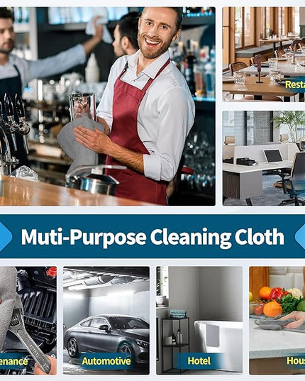 FIXSMITH Grey Microfiber Cleaning Cloth -Pack of 8, Highly Absorbent Cleaning Rags, 16"X12" All Purpose Cleaning Towels for Housekeeping, Kitchen, Car, Lint Free and Reusable Microfiber Towels