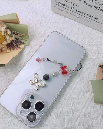 1-4PCS Cute Phone Charms Aesthetic Y2K Cell Phone Charms Strap Strawberry Butterfly Star PhoneCharm Y2K Accessories for Bag Keychain Airpods Camera Pendants Decor