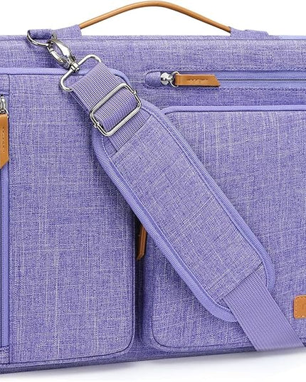 MOSISO 360 Protective Laptop Shoulder Bag,13-13.3 inch Computer Bag Compatible with MacBook, HP, Dell, Lenovo, Asus Notebook,Side Open Messenger Bag with 4 Zipper Pockets&Handle, Purple