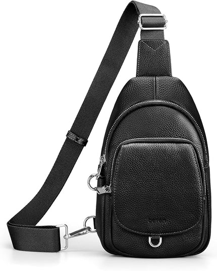 befen Anti Theft Genuine Leather Sling Bag for Women RFID Small Crossbody Bag Chest Bag Leather Fanny Packs for Travel