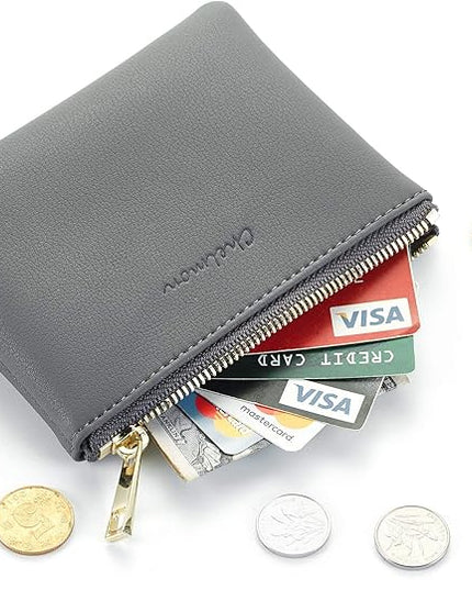 Chelmon Vegan Leather Coin Purse Pouch Change Purse With Zipper For Men Women