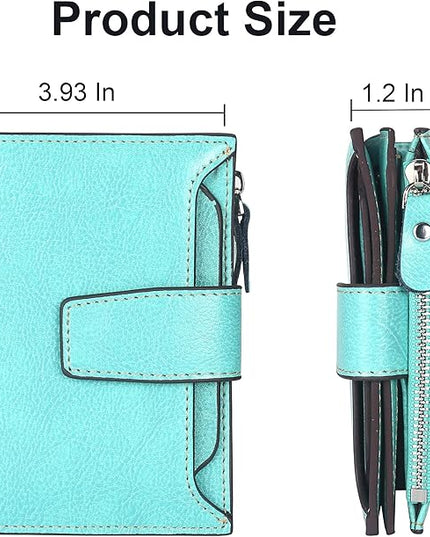 Lavemi Small Compact Women Wallet RFID Blocking Genuine Leather Bifold Purse with ID Windows
