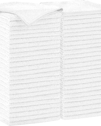 AIDEA Microfiber Cleaning Cloth-50PK, Soft Microfiber Towels for Cars, Absorbent Cleaning Rags, Lint-Free Streak-Free Wash Cloths for House, Kitchen, Window(12in.x12in), White