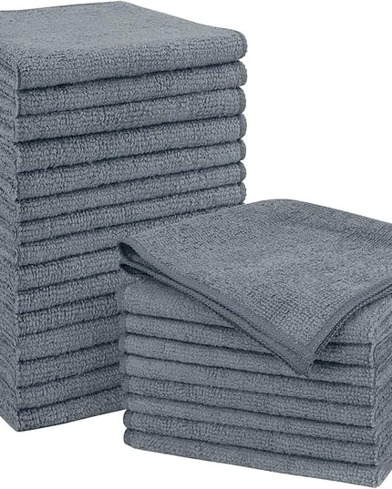 Orighty Grey Microfiber Cleaning Cloth, Microfiber Towels for Cars, Highly Absorbent Car Cleaning Supplies, Lint Free Cloths Clean Rags for Car Care, House, Kitchen, 12x11 inch, Pack of 24