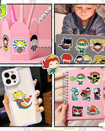 Superhero Stickers for Water Bottles – 50PCS Cute Cartoon Stickers for Kids, Teens, Adults – Waterproof Vinyl Decal Sticker for Laptop, Phone, Skateboard, Scrapbook, Party Favors, Gifts