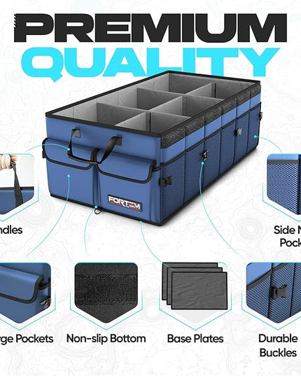 FORTEM Trunk Organizer For SUV Car Trunk Organizer, Foldable Storage, Car Accessories for Women Men, Collapsible Bag, Perfect Christmas Gifts, 600D Oxford, Non Slip Bottom, Straps, Soft Cover (85L)
