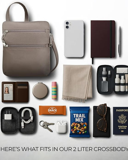 Travelon Anti-theft Classic Slim Double Zip Crossbody
