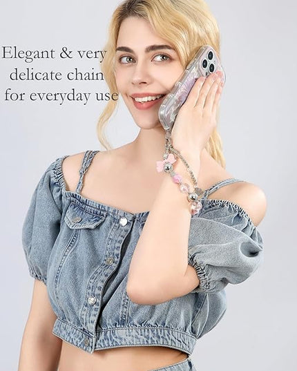 Phone Charms Strap Wrist Chain Bracelet Phone Strap Detachable Anti Theft Anti-Fall Safety Hands-Free(2xPads) Fit Apple&Most Smartphones