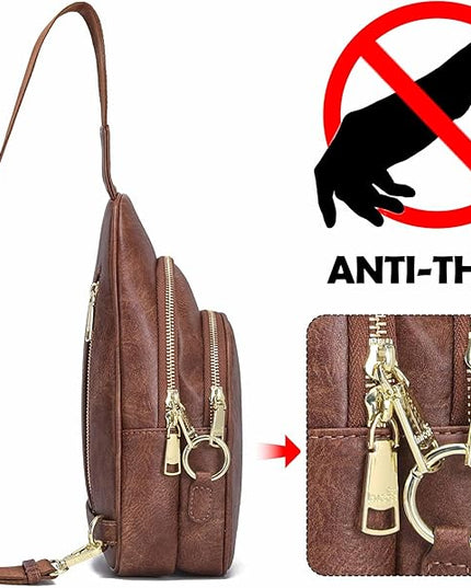 Anti Theft Crossbody Bags for Women Leather Sling Bag Cross Body Travel Purse Chest Bags Fanny Pack Gift Teen Girl