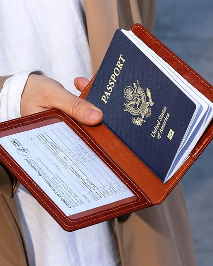 TIGARI Passport Holder for Travel Women Men, Valentines Day Gifts PU Leather Wallet Cover Case Sleeve, Waterproof Protected Document Organizer, Vacation Plane Cruise Travel Essentials