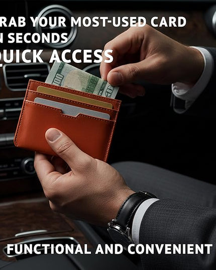 Vaultskin MOORGATE Slim Card Holder - Minimalist Leather Wallet, RFID Blocking Sleeve, Fits Front Pocket, for Men and Women