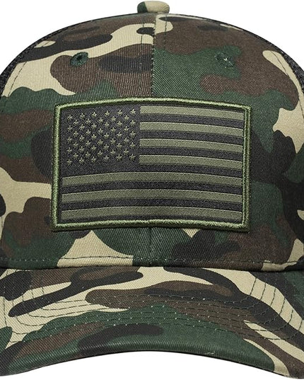 AURR American Flag Trucker Hat, Patriotic Baseball Cap for Men & Women, Breathable Mesh Adjustable Snapback, USA Flag Patch