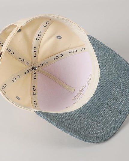 MIRMARU Two-Tone Vintage Canvas Trucker Hats for Men & Women, Adjustable Size Baseball Caps with Trendy Embroidered Design