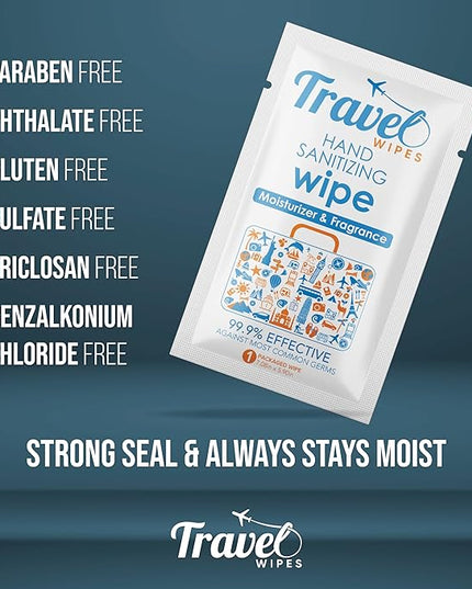 Hand Sanitizing Travel Wipes – 15ct Individually Wrapped | Fresh Citrus Scent, Moisturizing, 70% Alcohol Wipes | Travel, Home, Office, Daily Use | Made in USA