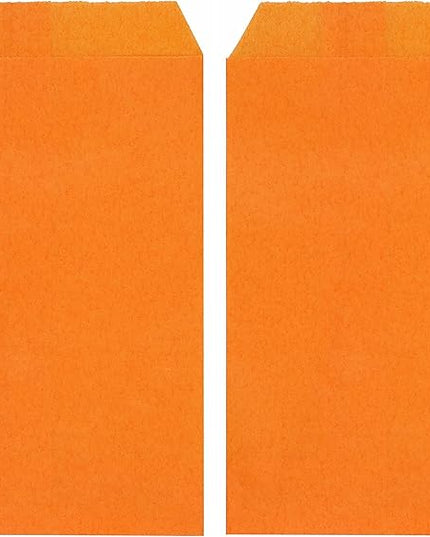 Quotidian Orange Flat Small Greaseproof Paper Bags 3" x 5" (8 x 13.3cm) Pack of 100 - Cookies Candies Dessert Wedding Tossing