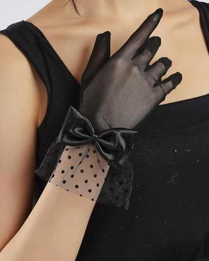 Sahabowi Satin Gloves Formal Bridal Banquet Party Wedding Opera Solid Colorful Mitten For Women