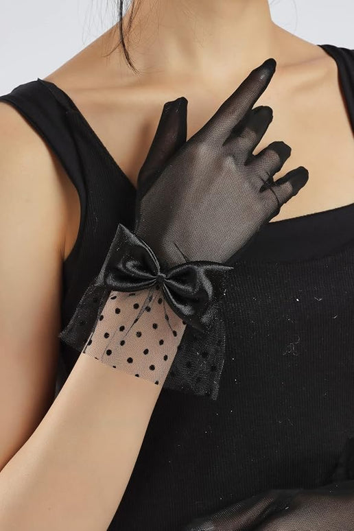 Sahabowi Satin Gloves Formal Bridal Banquet Party Wedding Opera Solid Colorful Mitten For Women
