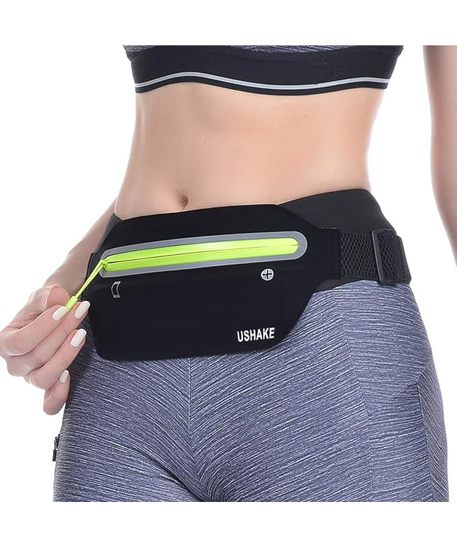 USHAKE Slim Running Belt, Ultra Light Bounce Free Waist Pouch Fitness Workout Belt Sport Waist Pack Exercise Waist Bag for Apple iPhone Samsung in Running Gym Marathon Cycling