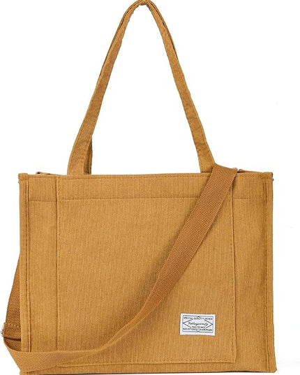 Valleycomfy Corduroy Tote Bag for Women Travel Crossbody Bag Purse Women Shoulder Bags Work Handbags Everyday Hobo Bag