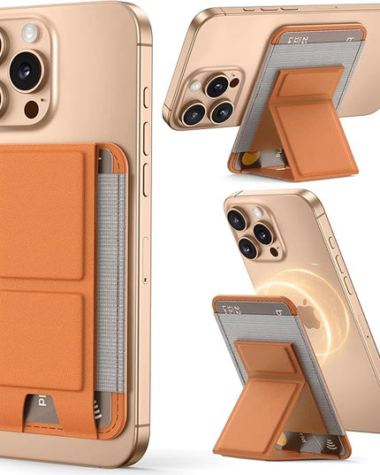 Magsafe Wallet with Angle Adjustable Stand, Magnetic Card Holder for iPhone 16/15/14/13/12 Series (Not for iPhone Mini), 1 Slot, 6 Cards, Cantaloupe