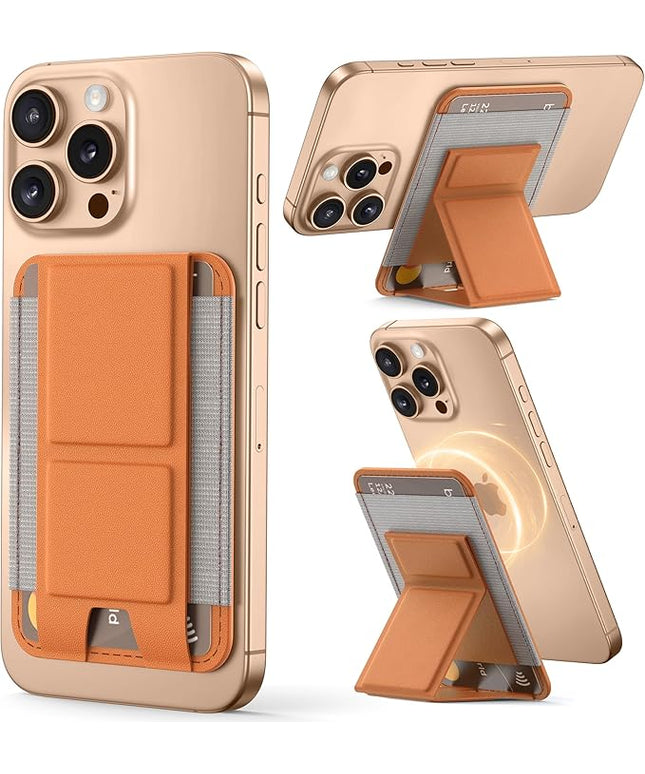 Magsafe Wallet with Angle Adjustable Stand, Magnetic Card Holder for iPhone 16/15/14/13/12 Series (Not for iPhone Mini), 1 Slot, 6 Cards, Cantaloupe