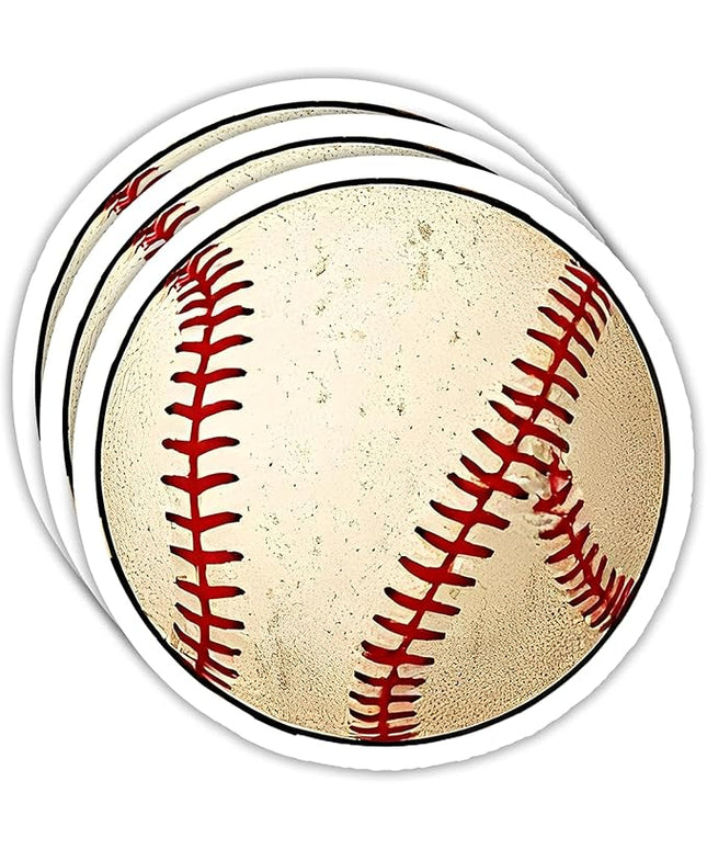 (3PCS) Baseball Sticker, Sport Stickers - Waterproof Vinyl Decal for Laptop, Water Bottle, Tumbler, Scrapbook, Helmet, Gift for Baseball Lovers, Baseball Team Size 3" x 3"